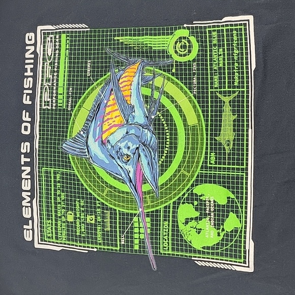 Mens Size L Columbia Navy Blue Tshirt Fish - Picture 1 of 6